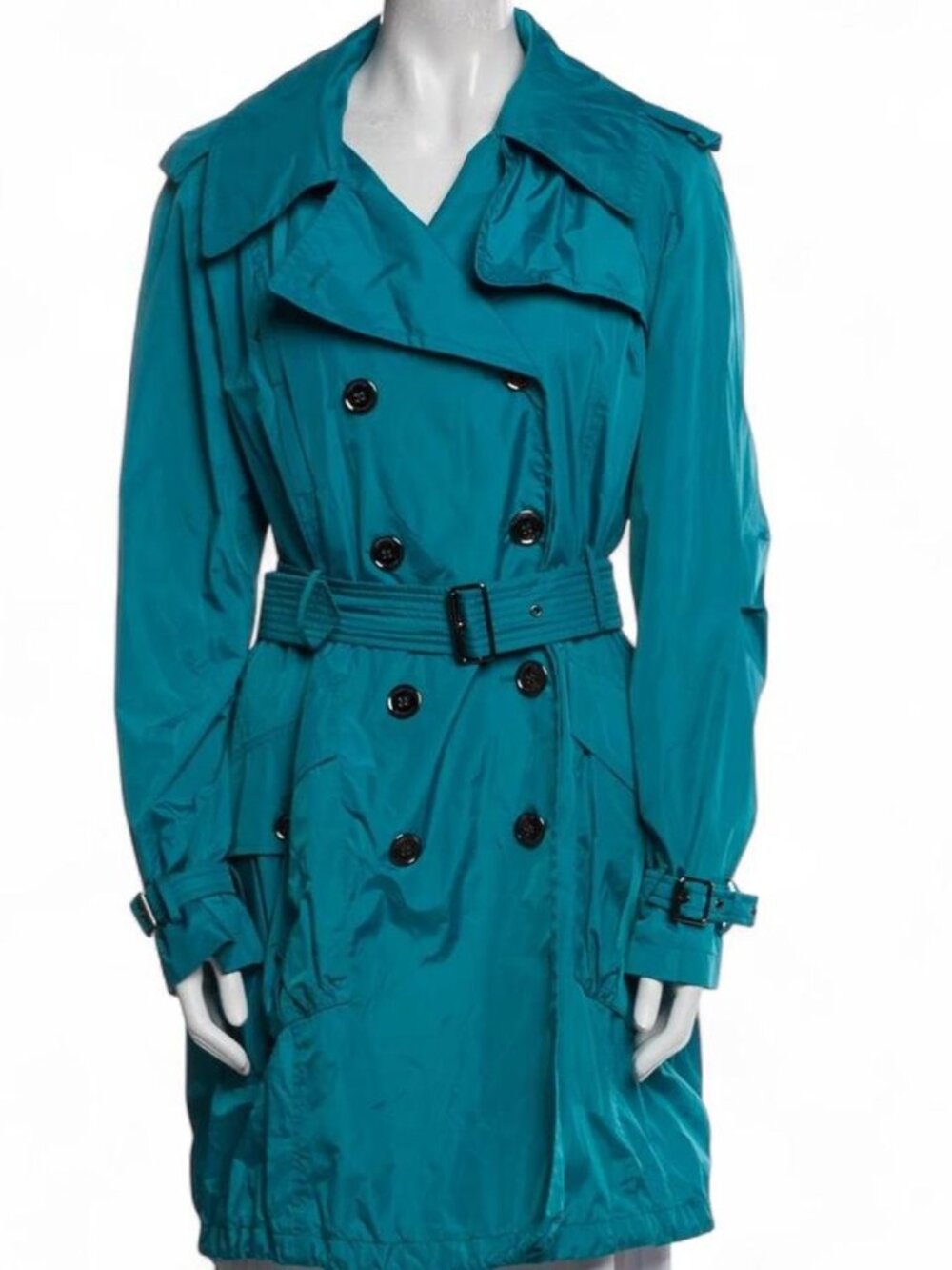 Authentic Burberry Peacock Blue Trench Coat Womens size 6